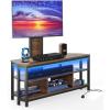 imageYITAHOME Black TV Stand with Mount Modern TV Stand for 7065 inch TV LED Entertainment Center with Adjustable Mount ampamp Power Outlet TV Console Cabinet BlackRustic Brown