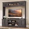 imageYITAHOME Farmhouse TV Stand for 65 Inch TV 73quot Tall Entertainment Center with Storage Power Outlet Adjustable Shelf ampamp FlipUp Compartments Rustic Media Console Cabinet for Living Room OakRustic Oak