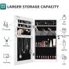 imageYITAHOME Jewelry Cabinet Armoire Wall Mounted Lockable with Mirror Space Saving Jewelry Storage Organizer Attached Lipstick Brush Compartments White