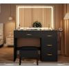 imageYITAHOME Makeup Vanity Set with LED Mirror ampamp 3 Lighting Modes 4Drawer Vanity Table with Charging Station and Cushioned Stool for Dressing Room Black