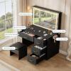 imageYITAHOME Makeup Vanity Set with LED Mirror ampamp 3 Lighting Modes 4Drawer Vanity Table with Charging Station and Cushioned Stool for Dressing Room Black