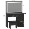 imageYITAHOME Makeup Vanity Set with LED Mirror ampamp 3 Lighting Modes 4Drawer Vanity Table with Charging Station and Cushioned Stool for Dressing Room Black
