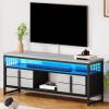 imageYITAHOME TV Stand for TVs up to 65 wLED Light Modern TV Stands for Living RoomEntertainment Center with Storage Media Console Table Wood Television Stand White Oak ampamp Black