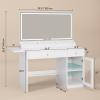 imageYITAHOME Vanity Desk with Mirror and Lights RGB Cabinet Extral Foldable Desk Makeup Desk with Large Mirror and Power Outlets Vanity Table Set Bedroom Dressing Room BlackWhite