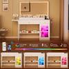 imageYITAHOME Vanity Desk with Mirror and Lights RGB Cabinet Extral Foldable Desk Makeup Desk with Large Mirror and Power Outlets Vanity Table Set Bedroom Dressing Room BlackWhite
