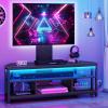 imageYITAHOME Black TV Stand with Mount Modern TV Stand for 7065 inch TV LED Entertainment Center with Adjustable Mount ampamp Power Outlet TV Console Cabinet BlackBlack