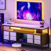 imageYITAHOME TV Stand for TVs up to 65 wLED Light Modern TV Stands for Living RoomEntertainment Center with Storage Media Console Table Wood Television Stand White Oak ampamp Black
