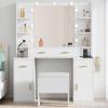 imageYITAHOME Vanity Desk Set Hollywood Makeup Mirror with Adjustable LED Lighting Large Makeup Table with Drawers Open Storage Cabinets 3 Lighting Modes with Storage Stool for Dressing Room White