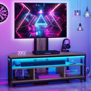 imageYITAHOME Black TV Stand with Mount Modern TV Stand for 7065 inch TV LED Entertainment Center with Adjustable Mount ampamp Power Outlet TV Console Cabinet BlackGrey