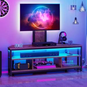 imageYITAHOME Black TV Stand with Mount Modern TV Stand for 7065 inch TV LED Entertainment Center with Adjustable Mount ampamp Power Outlet TV Console Cabinet BlackRustic Brown