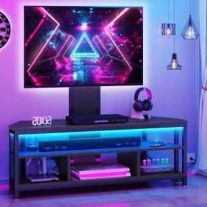 imageYITAHOME Black TV Stand with Mount Modern TV Stand for 7065 inch TV LED Entertainment Center with Adjustable Mount ampamp Power Outlet TV Console Cabinet BlackBlack