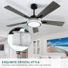 imageYITAHOME 52 Inch Chandelier Ceiling Fans with Lights and RemoteApp Smart Black Ceiling Fans Compatible with Alexa Reversible Quiet DC Motor Dual Finish Blades Dimmable Lighting for Living RoomBlack