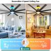 imageYITAHOME 52 Inch Chandelier Ceiling Fans with Lights and RemoteApp Smart Black Ceiling Fans Compatible with Alexa Reversible Quiet DC Motor Dual Finish Blades Dimmable Lighting for Living RoomBlack