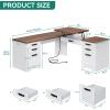 imageYITAHOME L Shaped Executive Desk with Lift Top ampamp Drawers 60quot Farmhouse Corner Computer Desk with Power Outlets Carved Design Wood Home Office Desk with Storage Cabinet for Work Antique White