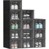 imageYITAHOME XL Shoe Storage Storage Boxes 12Pack Stackable Shoe Rack Organizers with Clear Plastic Sneaker Containers Playthings Storage Organizer Bins for Entryway Closet Under Bed BlackBlack