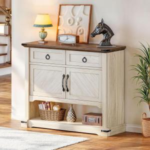 imageYITAHOME Farmhouse Console Table with 2Door ampamp 2 Drawers Cabinet Coffee Bar Table with Storage Shelf Sofa Tables Buffet Sideboard for Kitchen Entryway Hallway Dining Living RoomConsole Table
