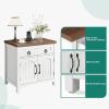 imageYITAHOME 236quot Farmhouse End Table with Charging Station Spacious Nightstand with Drawer ampamp Storage Cabinet Boho Side Table Rattan Bedside Cabinet for Bedroom Living Room OakWhite