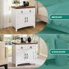 imageYITAHOME 236quot Farmhouse End Table with Charging Station Spacious Nightstand with Drawer ampamp Storage Cabinet Boho Side Table Rattan Bedside Cabinet for Bedroom Living Room OakWhite