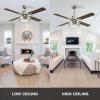 imageYITAHOME 52 inch Ceiling Fans with Lights Brushed Nickel Ceiling Fan with Remote Control 6 Speeds TriColor Temperature Quiet DC Motor for Bedroom Living Room Dining Room