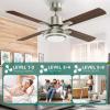 imageYITAHOME 52 inch Ceiling Fans with Lights Brushed Nickel Ceiling Fan with Remote Control 6 Speeds TriColor Temperature Quiet DC Motor for Bedroom Living Room Dining Room