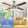 imageYITAHOME 52 inch Ceiling Fans with Lights Brushed Nickel Ceiling Fan with Remote Control 6 Speeds TriColor Temperature Quiet DC Motor for Bedroom Living Room Dining Room