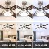 imageYITAHOME 52 inch Ceiling Fans with Lights Brushed Nickel Ceiling Fan with Remote Control 6 Speeds TriColor Temperature Quiet DC Motor for Bedroom Living Room Dining Room