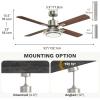 imageYITAHOME 52 inch Ceiling Fans with Lights Brushed Nickel Ceiling Fan with Remote Control 6 Speeds TriColor Temperature Quiet DC Motor for Bedroom Living Room Dining Room