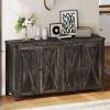 imageYITAHOME 55 Farmhouse Sideboard Buffet Cabinet with Storage Large Kitchen Storage Cabinet with 4 Doors Coffee Bar Cabinet with Adjustable Shelf for Kitchen Living Room Dark OakDark Oak