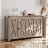 imageYITAHOME 55 Farmhouse Sideboard Buffet Cabinet with Storage Large Kitchen Storage Cabinet with 4 Doors Coffee Bar Cabinet with Adjustable Shelf for Kitchen Living Room Dark OakGreybrown