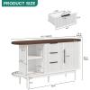 imageYITAHOME 55 Fluted Buffet Cabinet with 3 Large Drawers Fluted Sideboard Buffet Storage Cabinet with Adjustable Shelf ampamp Sliding Door Modern Coffee Bar for Kitchen Entryway White ampamp BrownWhite  Brown