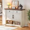 imageYITAHOME Farmhouse Console Table  2Door ampamp 2Drawer Wood Storage Cabinet  Coffee Bar ampamp Sofa Table with Open Shelf  MultiPurpose Buffet Sideboard for Hallway Entryway Dining Room ampamp Living RoomConsole Table