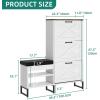 imageYITAHOME Farmhouse Shoe Cabinet with 3 Flip Drawers for Entryway Shoe Storage Cabinet with Shoe Bench Narrow Slim Shoe Rack Organizer for Entrance Living Room Hallway White
