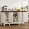 imageYITAHOME Farmhouse Sideboard Buffet Cabinet with Storage 59quot Kitchen Storage Cabinet with Adjustable Shelves for Living Room Entryway Rustic White59W
