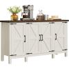 imageYITAHOME Farmhouse Sideboard Buffet Cabinet with Storage 59quot Kitchen Storage Cabinet with Adjustable Shelves for Living Room Entryway Rustic White59W
