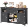 imageYITAHOME Farmhouse TV Stand for 6555 Inch Television Entertainment Center Television Stand with Drawers ampamp Door 59quot Media Console TV Cabinet for Living Room Antique WhiteDark Grey
