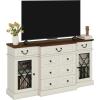 imageYITAHOME Farmhouse TV Stand for 6555 Inch Television Entertainment Center Television Stand with Drawers ampamp Door 59quot Media Console TV Cabinet for Living Room Antique WhiteAntique White