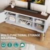 imageYITAHOME Farmhouse TV Stand with Mount Sturdy TV Stand Mount for 324555606570 inch TVs Entertainment Center with Adjustable Shelf TV Cabinet Media Console for Living Room EspressoGrey White  Espresso