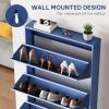 imageYITAHOME Metal Shoe Cabinet with Coat Rack Wall Mounted Shoe Cabinet with 3 Flip Drawers Entrance Hidden Slim Shoe Organizer Cabinet Shoe Rack Storage Cabinet for Entryways Hallways BlueBlue