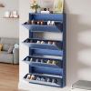imageYITAHOME Metal Shoe Cabinet with Coat Rack Wall Mounted Shoe Cabinet with 3 Flip Drawers Entrance Hidden Slim Shoe Organizer Cabinet Shoe Rack Storage Cabinet for Entryways Hallways BlueBlue