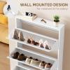imageYITAHOME Metal Shoe Cabinet with Coat Rack Wall Mounted Shoe Cabinet with 3 Flip Drawers Entrance Hidden Slim Shoe Organizer Cabinet Shoe Rack Storage Cabinet for Entryways Hallways BlueWhite