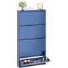 imageYITAHOME Metal Shoe Cabinet with Coat Rack Wall Mounted Shoe Cabinet with 3 Flip Drawers Entrance Hidden Slim Shoe Organizer Cabinet Shoe Rack Storage Cabinet for Entryways Hallways BlueBlue