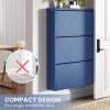 imageYITAHOME Metal Shoe Cabinet with Coat Rack Wall Mounted Shoe Cabinet with 3 Flip Drawers Entrance Hidden Slim Shoe Organizer Cabinet Shoe Rack Storage Cabinet for Entryways Hallways BlueBlue