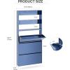 imageYITAHOME Metal Shoe Cabinet with Coat Rack Wall Mounted Shoe Cabinet with 3 Flip Drawers Entrance Hidden Slim Shoe Organizer Cabinet Shoe Rack Storage Cabinet for Entryways Hallways BlueBlue