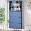 imageYITAHOME Metal Shoe Cabinet with Coat Rack Wall Mounted Shoe Cabinet with 3 Flip Drawers Entrance Hidden Slim Shoe Organizer Cabinet Shoe Rack Storage Cabinet for Entryways Hallways BlueBlue