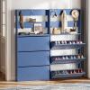 imageYITAHOME Metal Shoe Cabinet with Coat Rack Wall Mounted Shoe Cabinet with 3 Flip Drawers Entrance Hidden Slim Shoe Organizer Cabinet Shoe Rack Storage Cabinet for Entryways Hallways BlueBlue