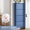 imageYITAHOME Metal Shoe Cabinet with Coat Rack Wall Mounted Shoe Cabinet with 3 Flip Drawers Entrance Hidden Slim Shoe Organizer Cabinet Shoe Rack Storage Cabinet for Entryways Hallways BlueBlue