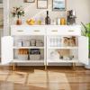 imageYITAHOME Modern Sideboard Buffet with Drawers 55quot Buffet Cabinet with Storage Coffee Bar Cabinets for Hallway Entryway Kitchen or Living Room WhiteWhite