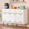 imageYITAHOME Modern Sideboard Buffet with Drawers 55quot Buffet Cabinet with Storage Coffee Bar Cabinets for Hallway Entryway Kitchen or Living Room WhiteWhite