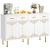 imageYITAHOME Modern Sideboard Buffet with Drawers 55quot Buffet Cabinet with Storage Coffee Bar Cabinets for Hallway Entryway Kitchen or Living Room WhiteWhite