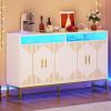 imageYITAHOME Modern Sideboard Buffet with Drawers 55quot Buffet Cabinet with Storage Coffee Bar Cabinets for Hallway Entryway Kitchen or Living Room WhiteWhite